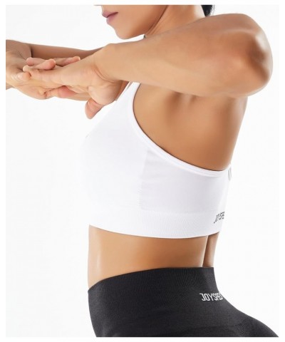 Seamless Sports Bra for Women Strappy Workout Yoga Bra Medium Support White $13.49 Lingerie