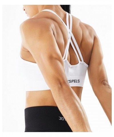 Seamless Sports Bra for Women Strappy Workout Yoga Bra Medium Support White $13.49 Lingerie