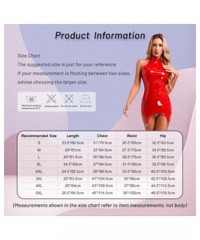 Women Shiny Leather Dress Hollow Out Lace Up Bodycon Party Night Club Latex Dresses 5black I $8.03 Dresses