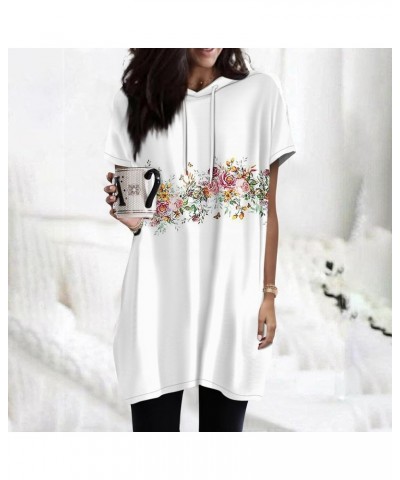 Womens Summer Oversized Hoodies Casual Short Sleeve Shirts 2024 Fashion Drawstring Lightweight Tunic Tops Ad-multicolor $7.50...