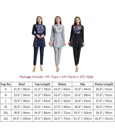 Women Muslim Burkini Swimsuits Modest Swimwear Islamic Long Sleeve Full Cover Hijab Top Swim Pants Sets ​Bathing Suits Black ...