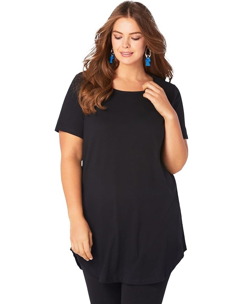 Women's Plus Size Crisscross-Back Ultimate Tunic Black $17.62 Tops