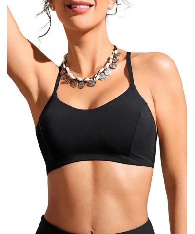 Women's Bikini Top Lace Up Swimsuits Crisscross Bathing Suit Swim Sports Bra Padded Black $12.40 Swimsuits