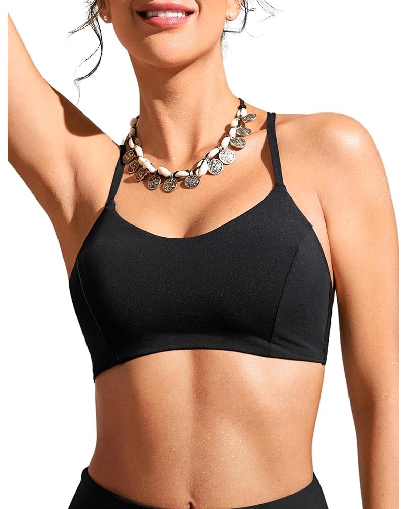 Women's Bikini Top Lace Up Swimsuits Crisscross Bathing Suit Swim Sports Bra Padded Black $12.40 Swimsuits