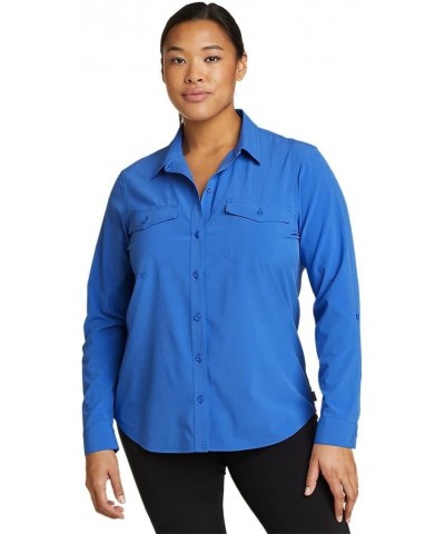 Women's Departure 2.0 Long-Sleeve Shirt Standard Brilliant Blue $11.34 Blouses