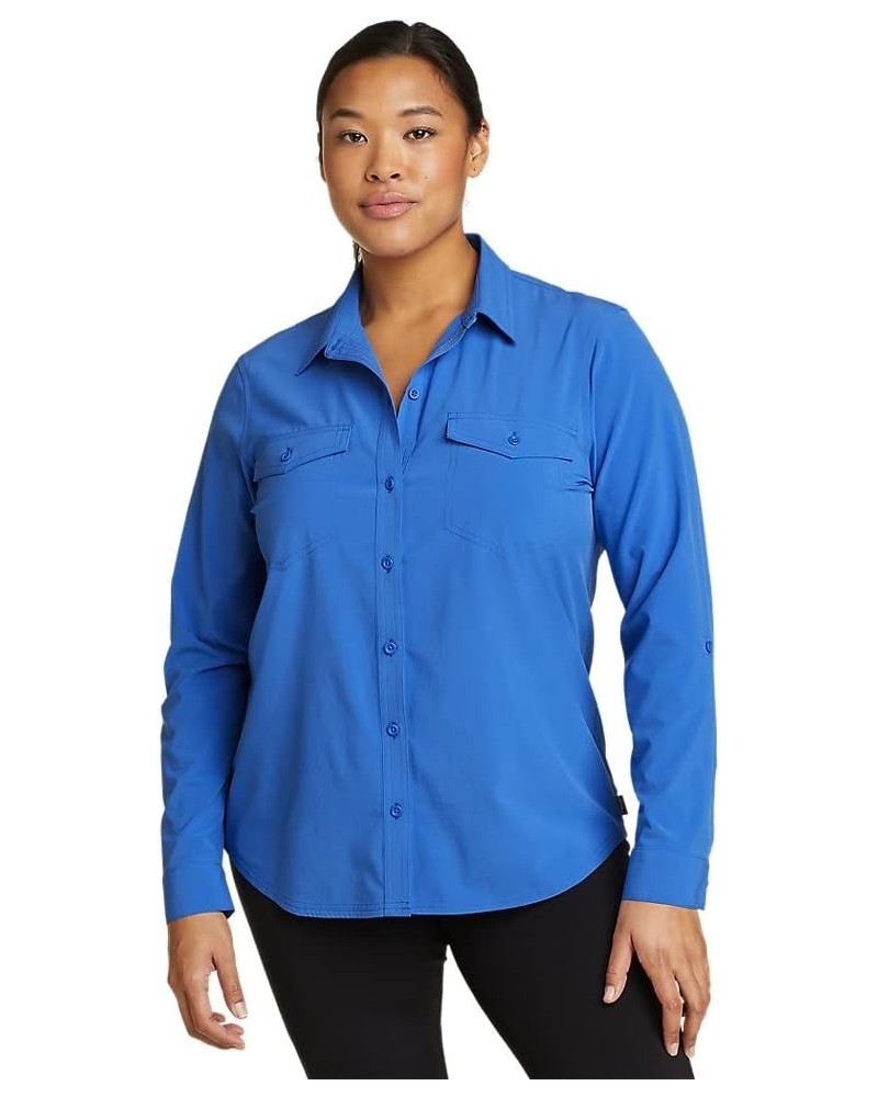 Women's Departure 2.0 Long-Sleeve Shirt Standard Brilliant Blue $11.34 Blouses