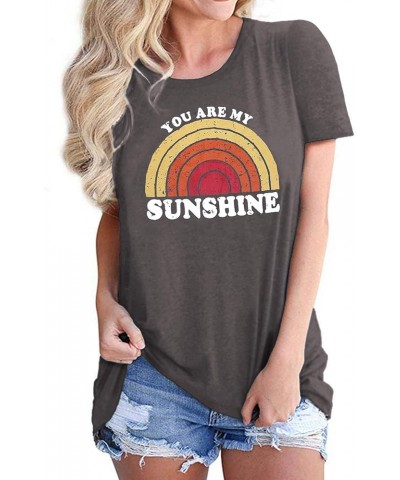 You are My Sunshine Graphic T-Shirt Vintage Tees Short Sleeves for Women Summer Tops A2-grey $11.39 T-Shirts