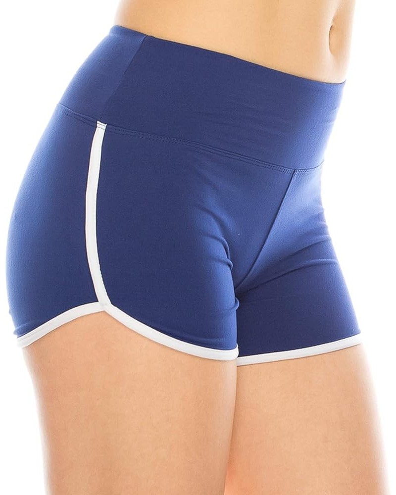 Booty Shorts for Women - High Waisted Super Soft Dolphin Shorts Sbsl166 / Royal Blue White $10.99 Shorts