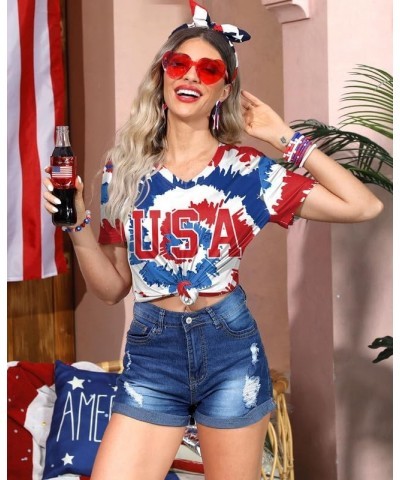 Women's July 4th American Flag T Shirts Usa Tie-dye $14.74 T-Shirts