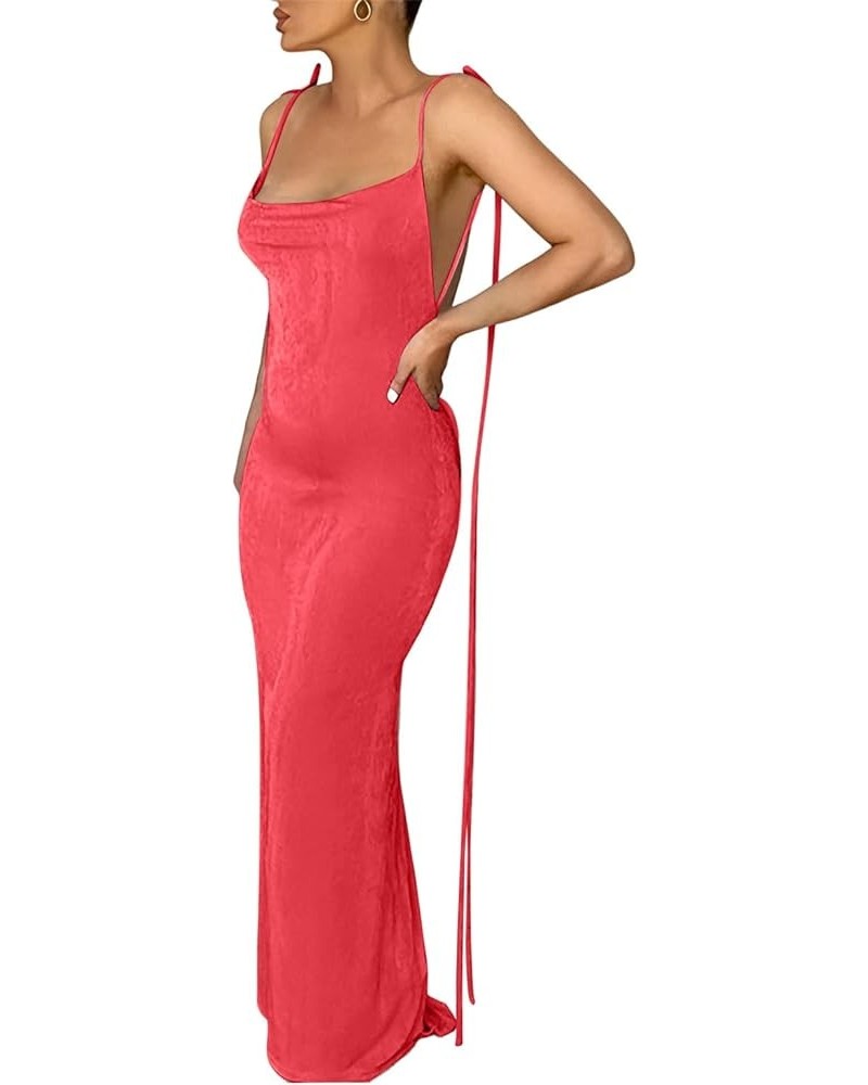 Women’s Summer Spaghetti Strap Sexy Sleeveless Backless Bodycon Party Club Cocktail Dress Fieryred $22.22 Dresses