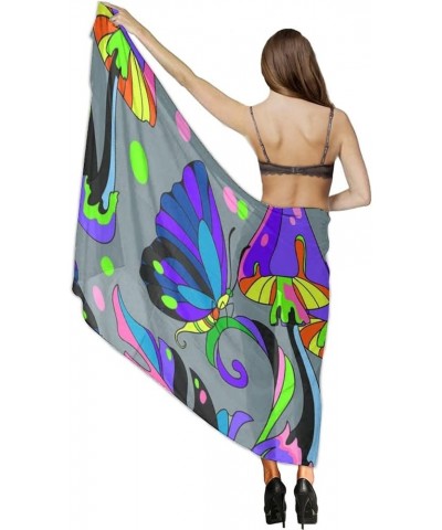 Women Swimwear Pareo Beach Cover Up Bikini Sarong Swimsuit Wrap Skirts Trippy Mushroom Purple Psychedelic Magic Plant(14) $13...