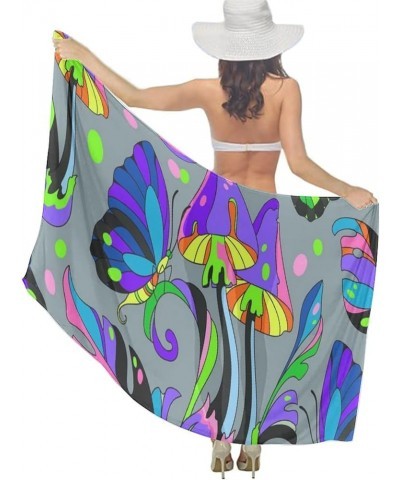 Women Swimwear Pareo Beach Cover Up Bikini Sarong Swimsuit Wrap Skirts Trippy Mushroom Purple Psychedelic Magic Plant(14) $13...