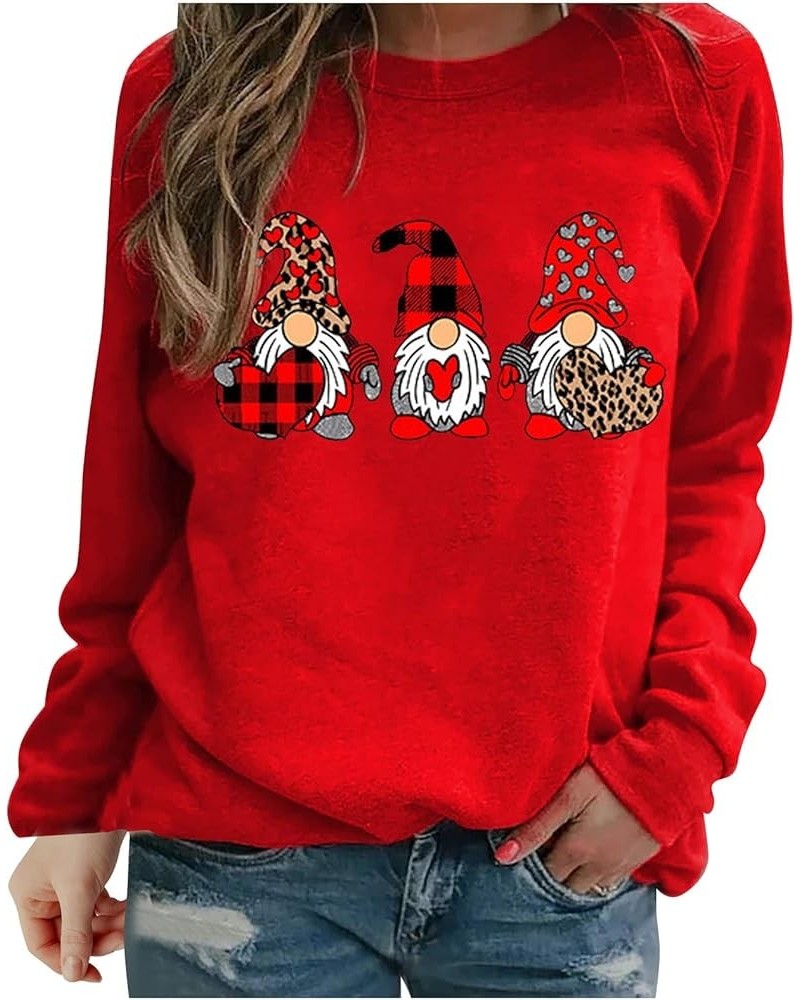 Valentine's Day Sweatshirt Women Funny Cute Heart Graphic Valentines Shirt Casual Valentines Long Sleeve Pullover Top Red01 $...