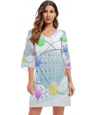 Hippie Peace Sign Love Floral Women's Casual Chiffon Mini Dress 3/4 Sleeve V Neck Multicolored 11 $18.98 Dresses