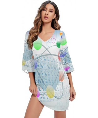 Hippie Peace Sign Love Floral Women's Casual Chiffon Mini Dress 3/4 Sleeve V Neck Multicolored 11 $18.98 Dresses