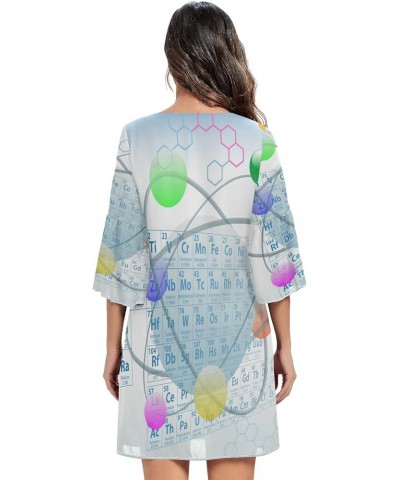 Hippie Peace Sign Love Floral Women's Casual Chiffon Mini Dress 3/4 Sleeve V Neck Multicolored 11 $18.98 Dresses