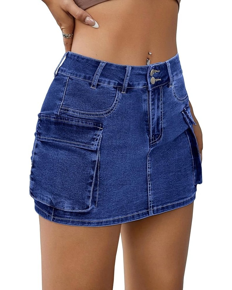 Cargo Shorts for Women High Waisted Skorts Stretchy Mini Cargo Skirts Skorts Jean Shorts Y2K with Side Pockets Dark Blue $20....