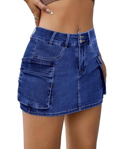 Cargo Shorts for Women High Waisted Skorts Stretchy Mini Cargo Skirts Skorts Jean Shorts Y2K with Side Pockets Dark Blue $20....