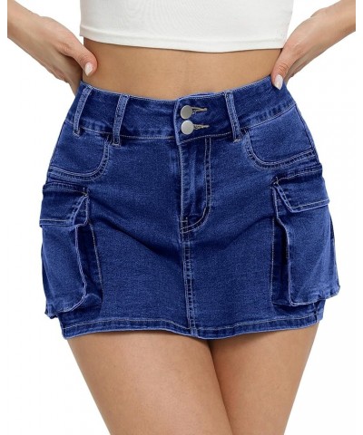 Cargo Shorts for Women High Waisted Skorts Stretchy Mini Cargo Skirts Skorts Jean Shorts Y2K with Side Pockets Dark Blue $20....