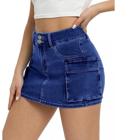 Cargo Shorts for Women High Waisted Skorts Stretchy Mini Cargo Skirts Skorts Jean Shorts Y2K with Side Pockets Dark Blue $20....