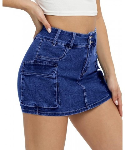 Cargo Shorts for Women High Waisted Skorts Stretchy Mini Cargo Skirts Skorts Jean Shorts Y2K with Side Pockets Dark Blue $20....