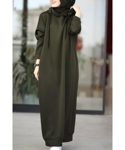 Womens Maxi Long Hoodie Dress Pullover Sweatshirt for Muslin Girl Spring Fall Autumn Winter Loose Dress Green $20.79 Hoodies ...