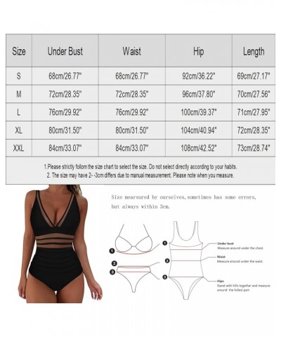 Women's One Piece Swimsuits Monokini One Piece Bathing Suits Tummy Control Cutout Mesh High Waisted Bathing Suit C-black $9.5...