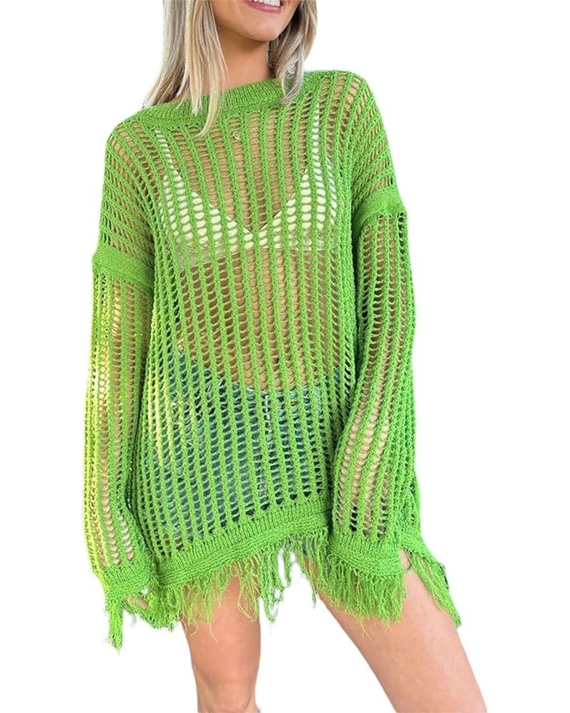 Women Crochet Knitted Cover up Dress Hollow Out See Through Knit Mini Dress Sexy Backless Bodycon Dress Beachwear Green-m $15...