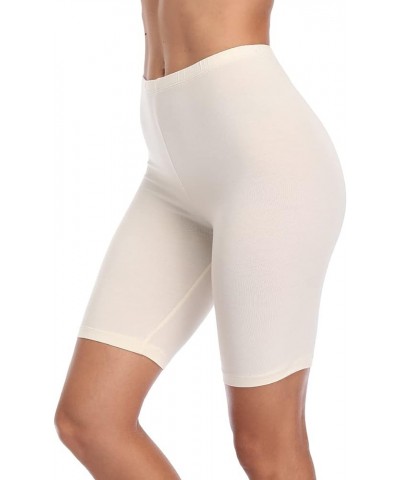 Women's Plus Size Short Leggings Stretchy Slip Shorts Mid Thigh Lightweight Pants Apricot-1 $6.00 Leggings