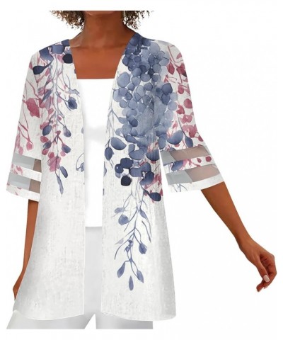 Womens 2024 Summer Floral Printed Cardigan Long Sleeve Kimono Loose Cover Up Casual Blouse Tops Cruise Outfits Na Pink $9.43 ...