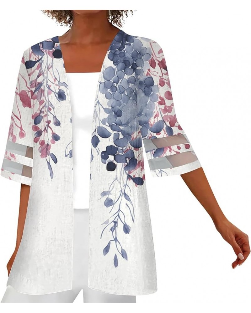 Womens 2024 Summer Floral Printed Cardigan Long Sleeve Kimono Loose Cover Up Casual Blouse Tops Cruise Outfits Na Pink $9.43 ...