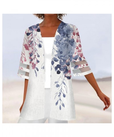 Womens 2024 Summer Floral Printed Cardigan Long Sleeve Kimono Loose Cover Up Casual Blouse Tops Cruise Outfits Na Pink $9.43 ...