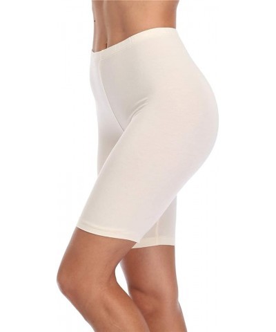 Women's Plus Size Short Leggings Stretchy Slip Shorts Mid Thigh Lightweight Pants Apricot-1 $6.00 Leggings