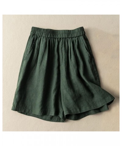 Womens Elastic Waist Cotton Linen Shorts Loose Fit Casual Summer Trendy No Drawstring Beach Shorts with Pockets Green $11.39 ...