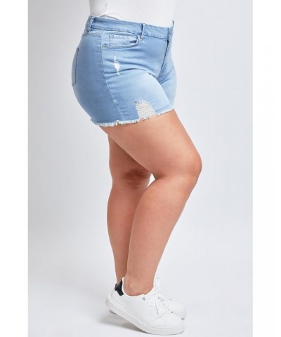 Women's Plus Size Curvy Fit High Rise Jeans Shorts with Fray Hem, Light Blue Rips, 20 $14.28 Shorts