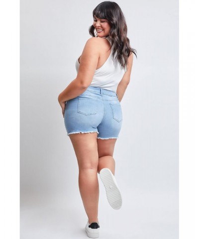 Women's Plus Size Curvy Fit High Rise Jeans Shorts with Fray Hem, Light Blue Rips, 20 $14.28 Shorts