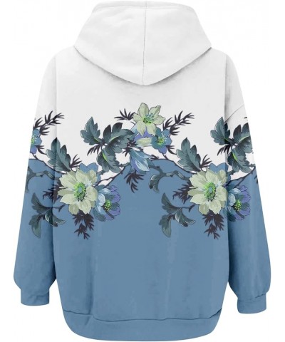 Hoodies For Women,Women'S Oversized Floral Print Zip Up Hooded Jacket Drawstring Hoodies Y2K Jackets With Pockets 1-dark Blue...