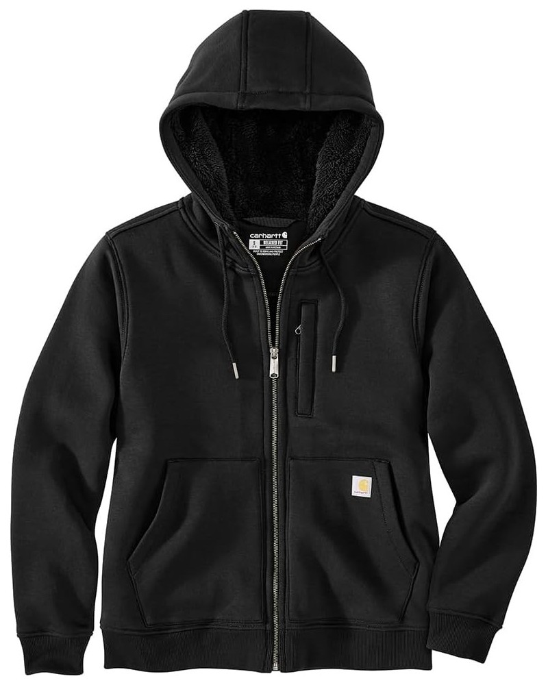 Women's Relaxed Fit Midweight Sherpa-Lined Full-Zip Sweatshirt Black $43.19 Hoodies & Sweatshirts