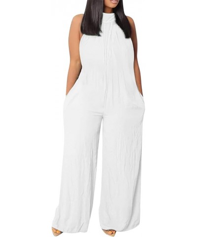 Women's Jumpers And Rompers Casual Plus Size Jumpsuit Summer Beach Sleeveless Solid Color Casual Jumpsuit, M-3XL White $9.56 ...