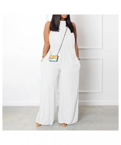 Women's Jumpers And Rompers Casual Plus Size Jumpsuit Summer Beach Sleeveless Solid Color Casual Jumpsuit, M-3XL White $9.56 ...