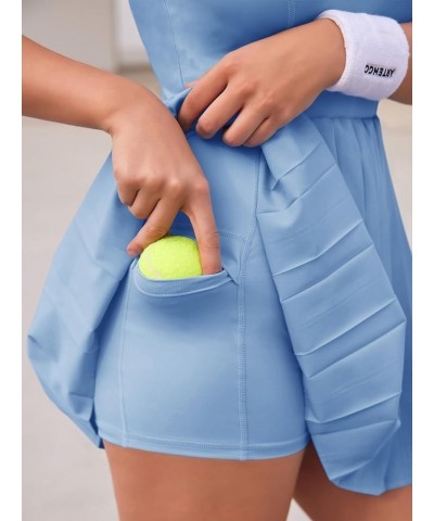 Women's Tennis Dress Built in Shorts & Bra Adjustable Straps Workout Dress Golf Athletic Dresses Blue $14.72 Activewear