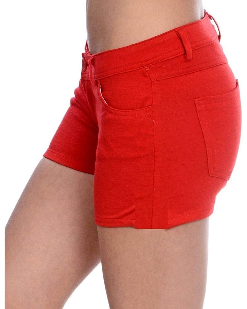 I&P Jeans Juniors Women's Butt Lift Solid Color Casual Stretch Fit Cotton Shorts Red-ip009 $9.77 Shorts