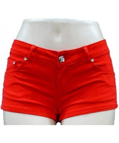 I&P Jeans Juniors Women's Butt Lift Solid Color Casual Stretch Fit Cotton Shorts Red-ip009 $9.77 Shorts