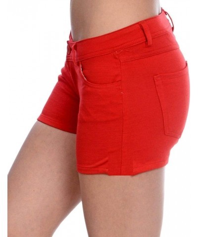 I&P Jeans Juniors Women's Butt Lift Solid Color Casual Stretch Fit Cotton Shorts Red-ip009 $9.77 Shorts