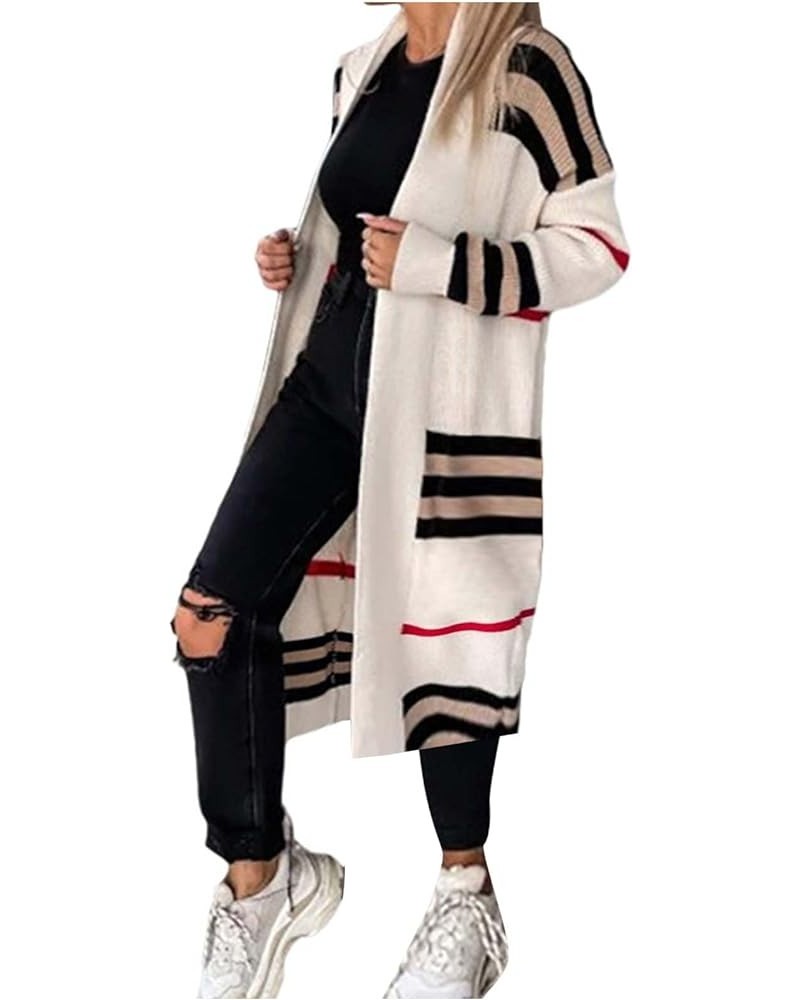 Womens Stripe Open Front Cardigan Jacket Long Sleeve Lightweight Soft Printing Jacket Top 2023 Casual Jacket A1-white $17.10 ...