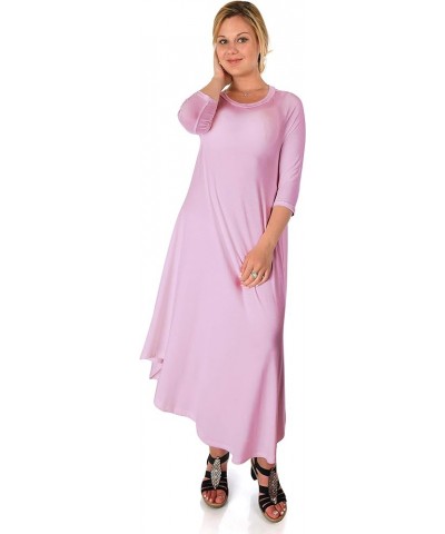 DFF Shop Women's 3/4 Sleeve Rounded Hem Mid-Length Maxi Dress (Size: S-5X) Lavender $19.87 Dresses