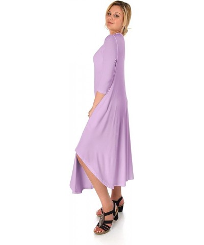 DFF Shop Women's 3/4 Sleeve Rounded Hem Mid-Length Maxi Dress (Size: S-5X) Lavender $19.87 Dresses