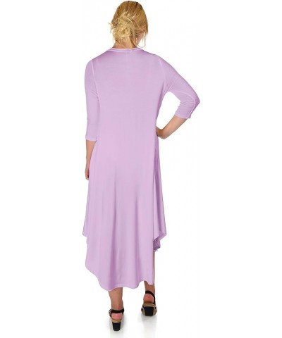 DFF Shop Women's 3/4 Sleeve Rounded Hem Mid-Length Maxi Dress (Size: S-5X) Lavender $19.87 Dresses