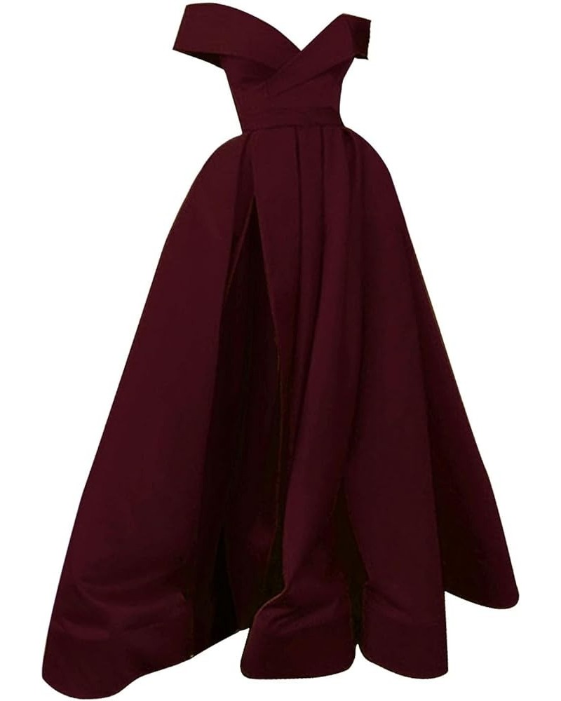 Women's Deep V Side Slit Maxi Formal Dress Strapless Backless Solid Dresses Wine $23.09 Dresses