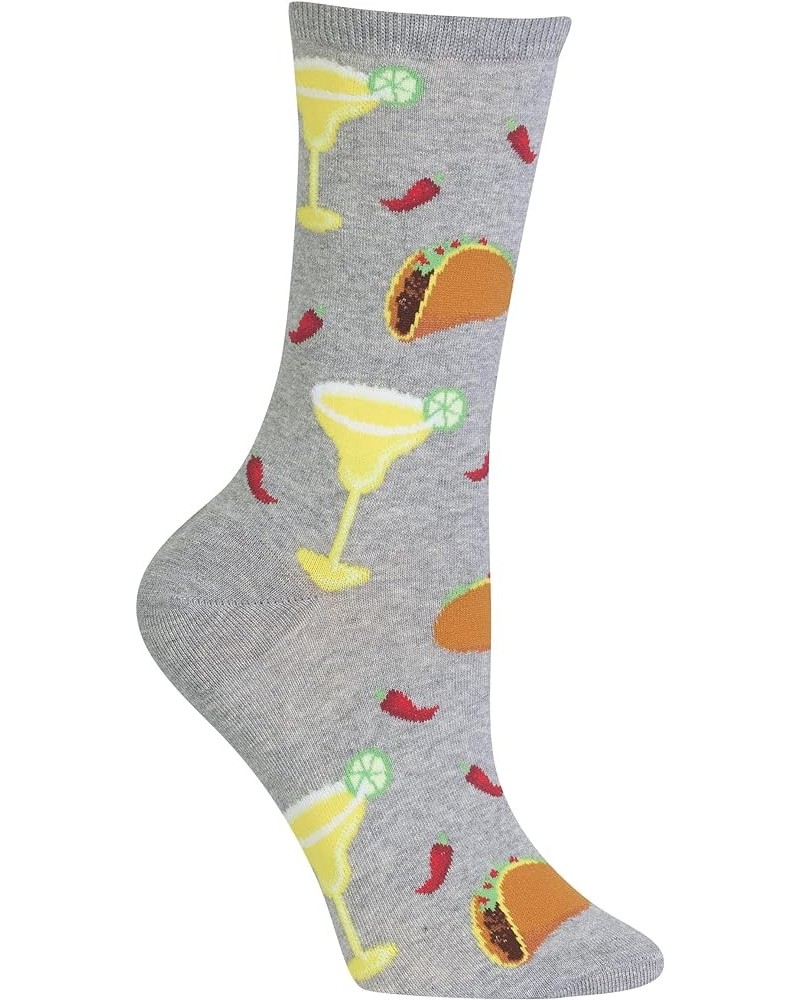 Women's Fun Food & Drink Crew Socks-1 Pair Pack-Cool & Cute Pop Culture Gifts Margaritas and Tacos (Gray Heather) $5.82 Socks